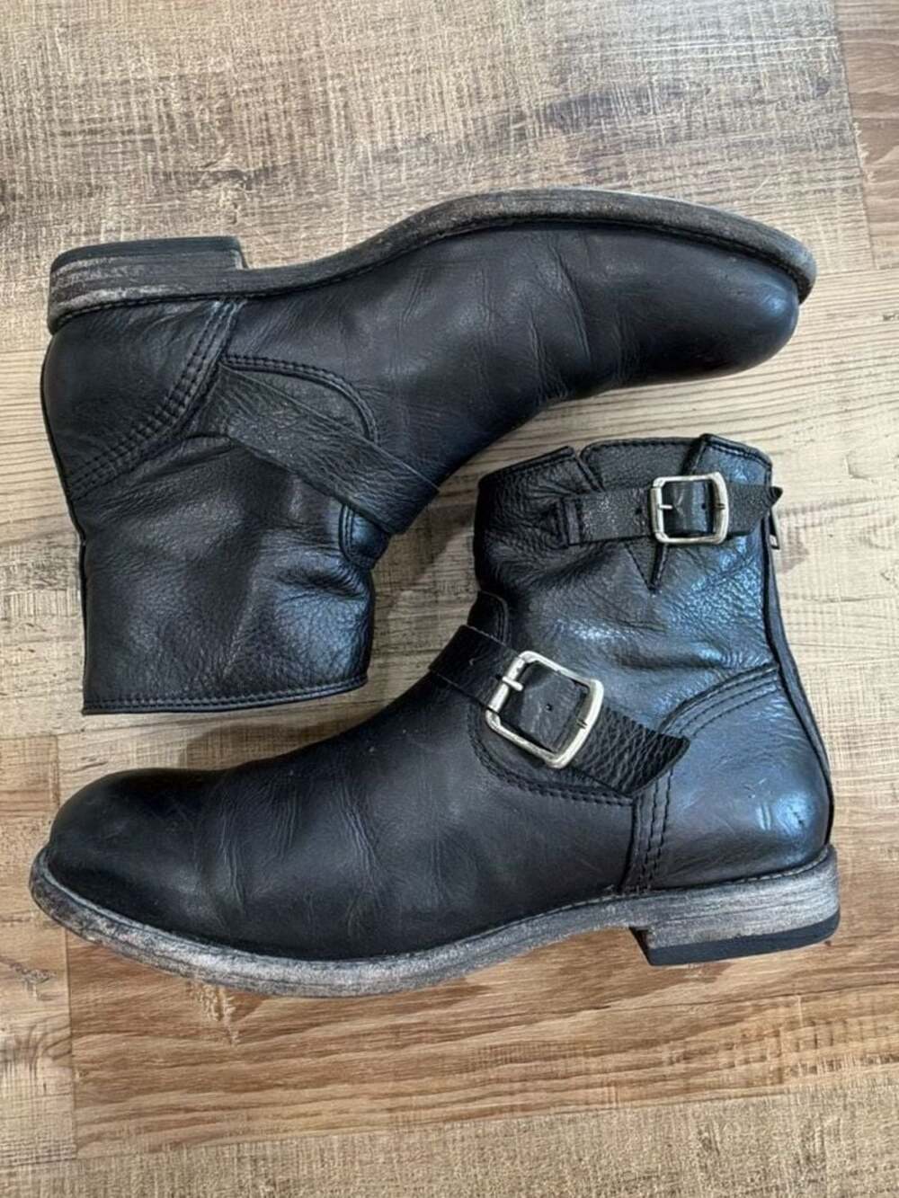 Frye Tyler Engineer Women's Black Leather Rear-Zip Ankle Moto Boots